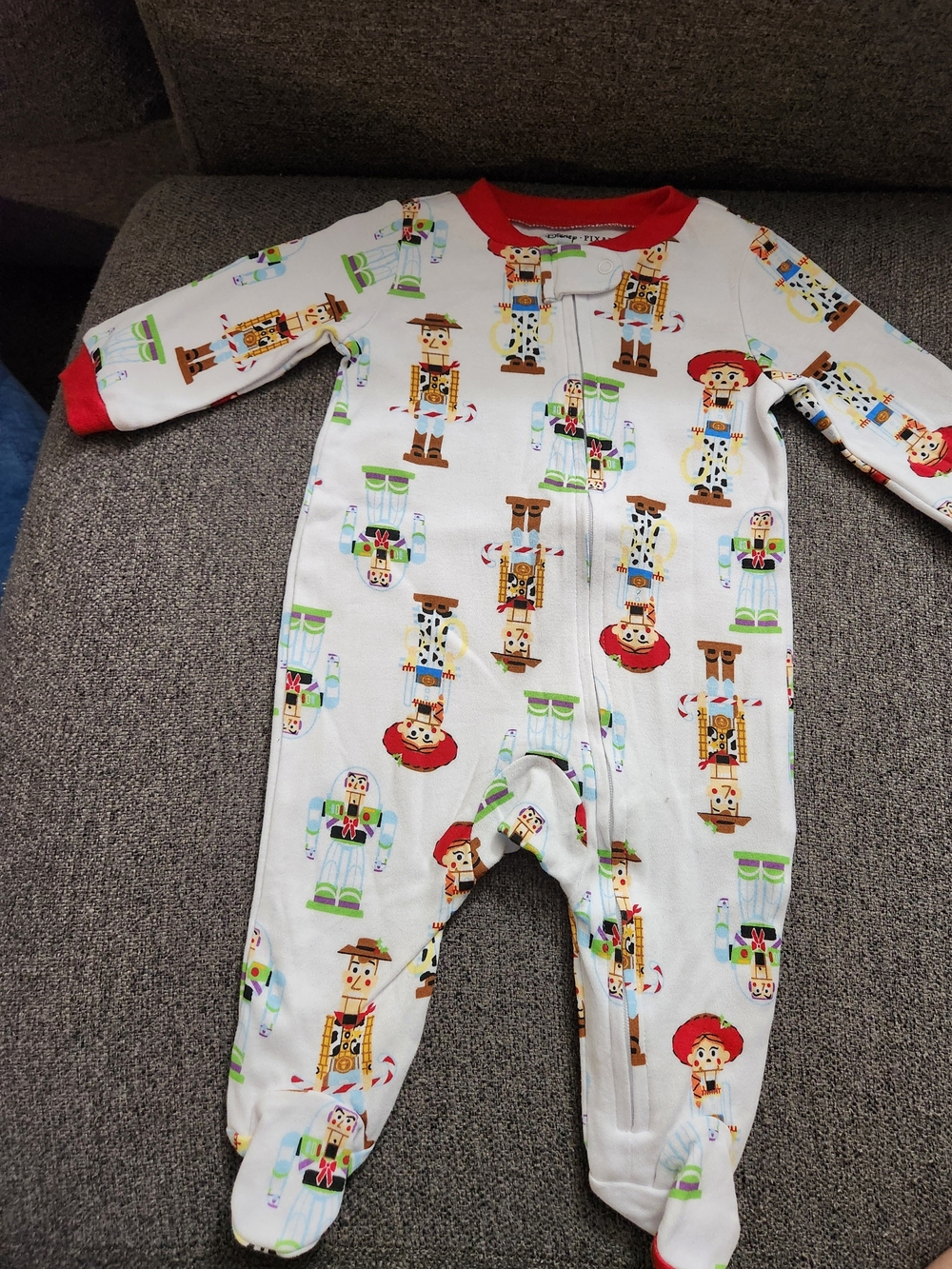 Disney White Footed One-Piece Sleeper Toy Cowboy Print For Babys Size 0/3M